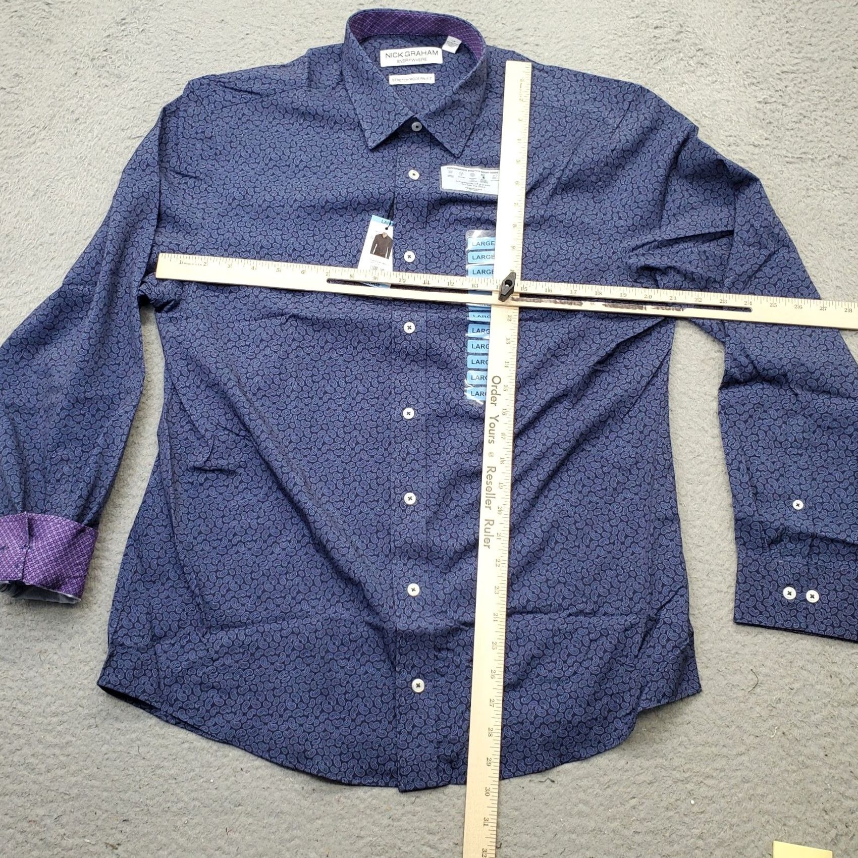 Vintage Nick Graham Shirt Mens L Purple Paisley Stretch Modern Fit Button-Up Size US L / EU 52-54 / 3 - 5 Thumbnail