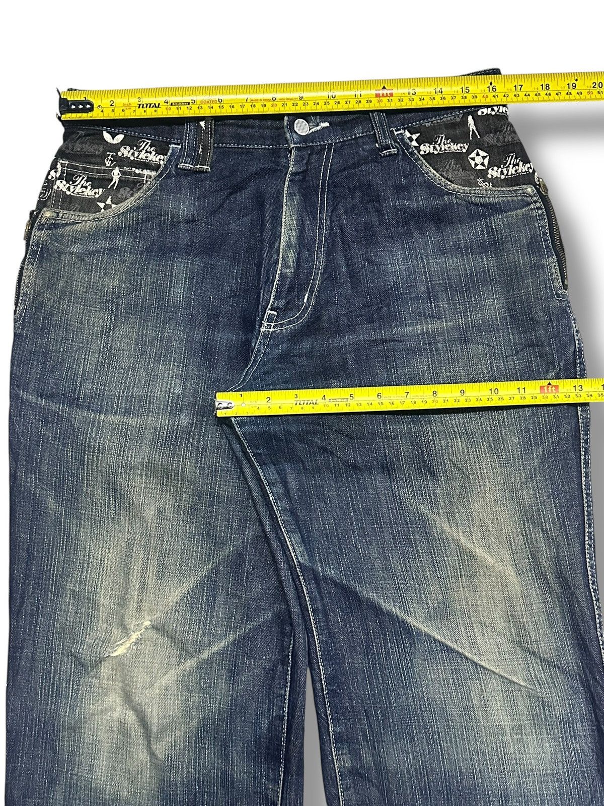 Japanese Brand TheStyleKey Embroidered Vintage Jean Baggy Loose Style Faded Size US 33 - 17 Thumbnail