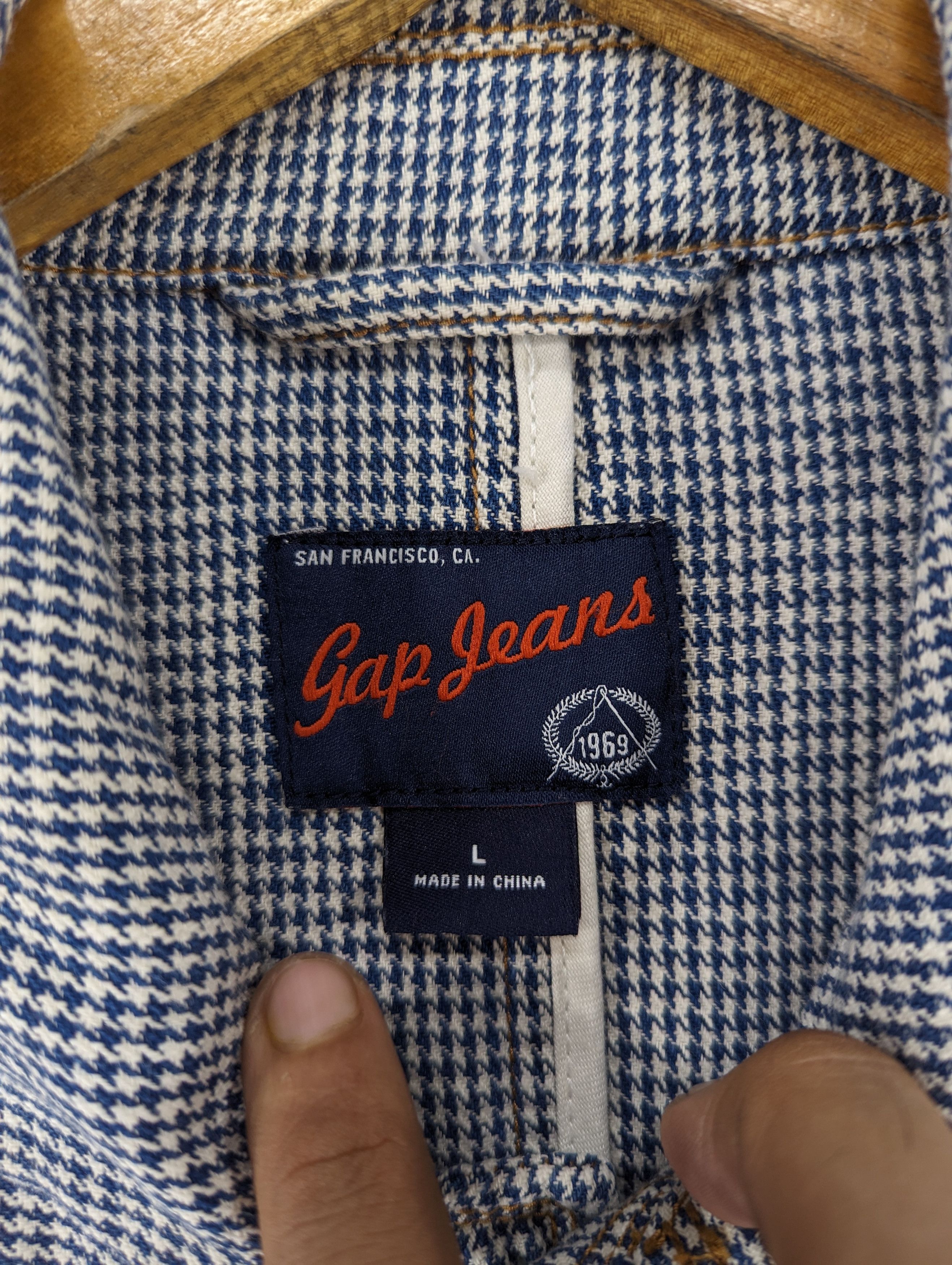 Gap Gap Jeans Houndstooth Cotton Coat Jacket Size US L / EU 52-54 / 3 - 10 Thumbnail