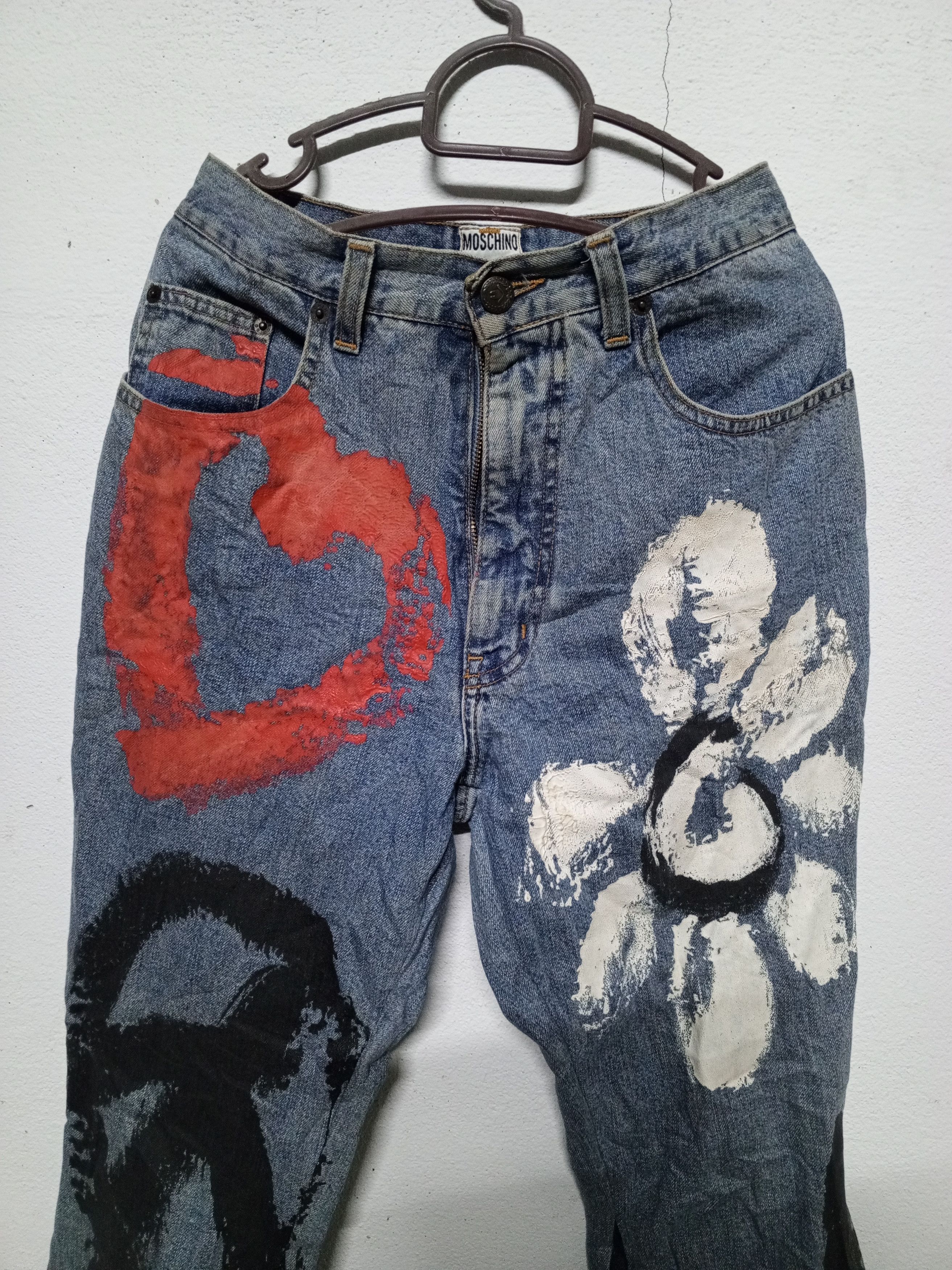 If Six Was Nine × Moschino 💥veryrare💥90s Moschino jeans mix paint Size US 27 - 3 Thumbnail
