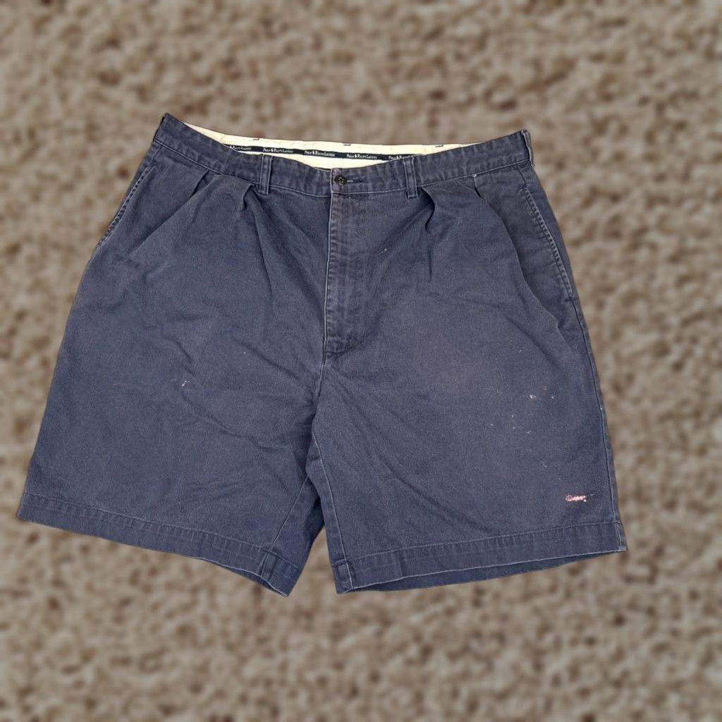 Polo Ralph Lauren VINTAGE Polo Ralph Lauren Chino Shorts Men 40 Blue Pleated 9in Inseam Cotton Casual Workwear Size US L / EU 52-54 / 3 - 1 Thumbnail