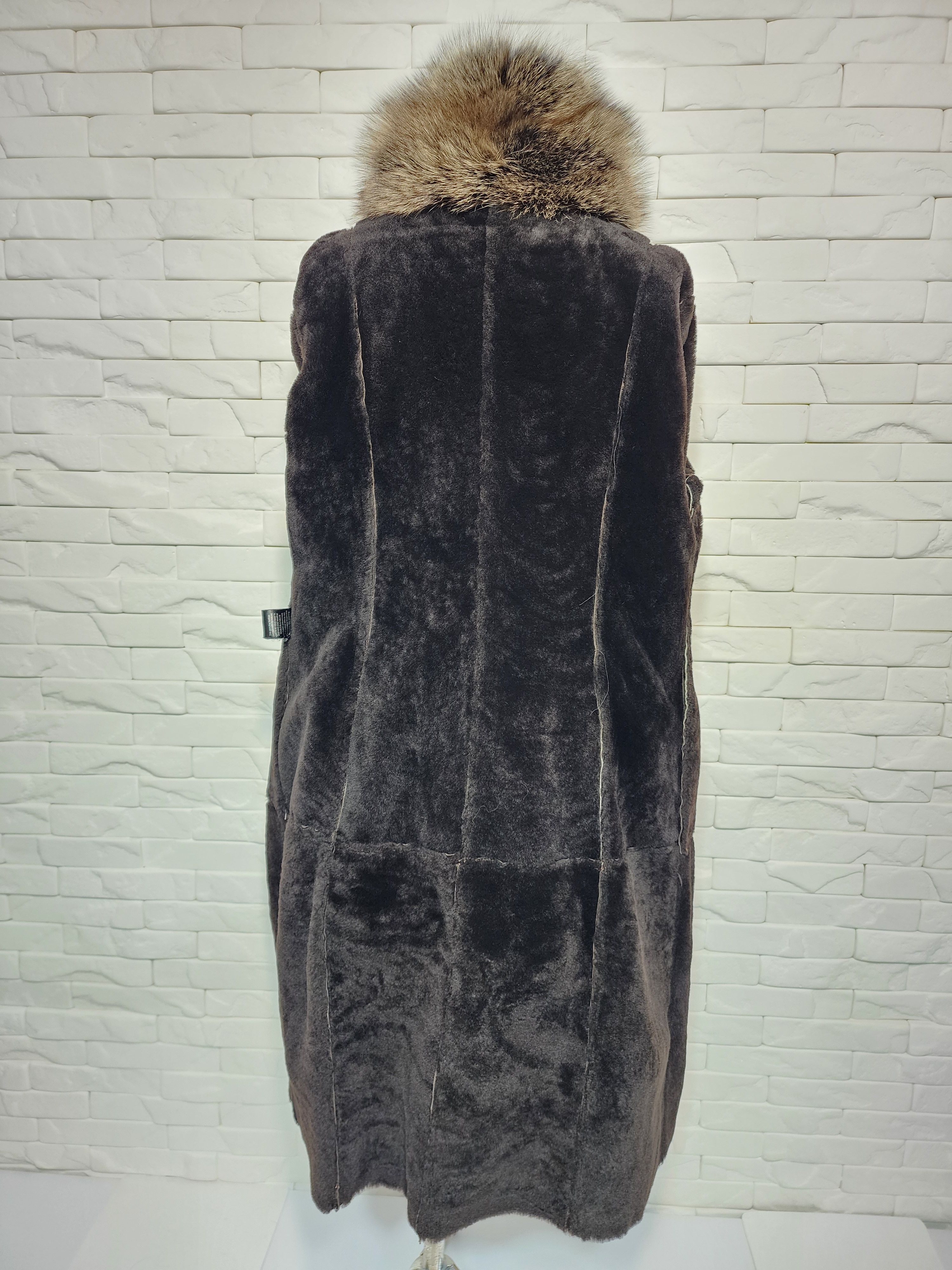 Genuine Leather Women's Brown Sheepskin Coat: Genuine Fur Collar Size XXL / US 16-18 / IT 52-54 - 6 Thumbnail