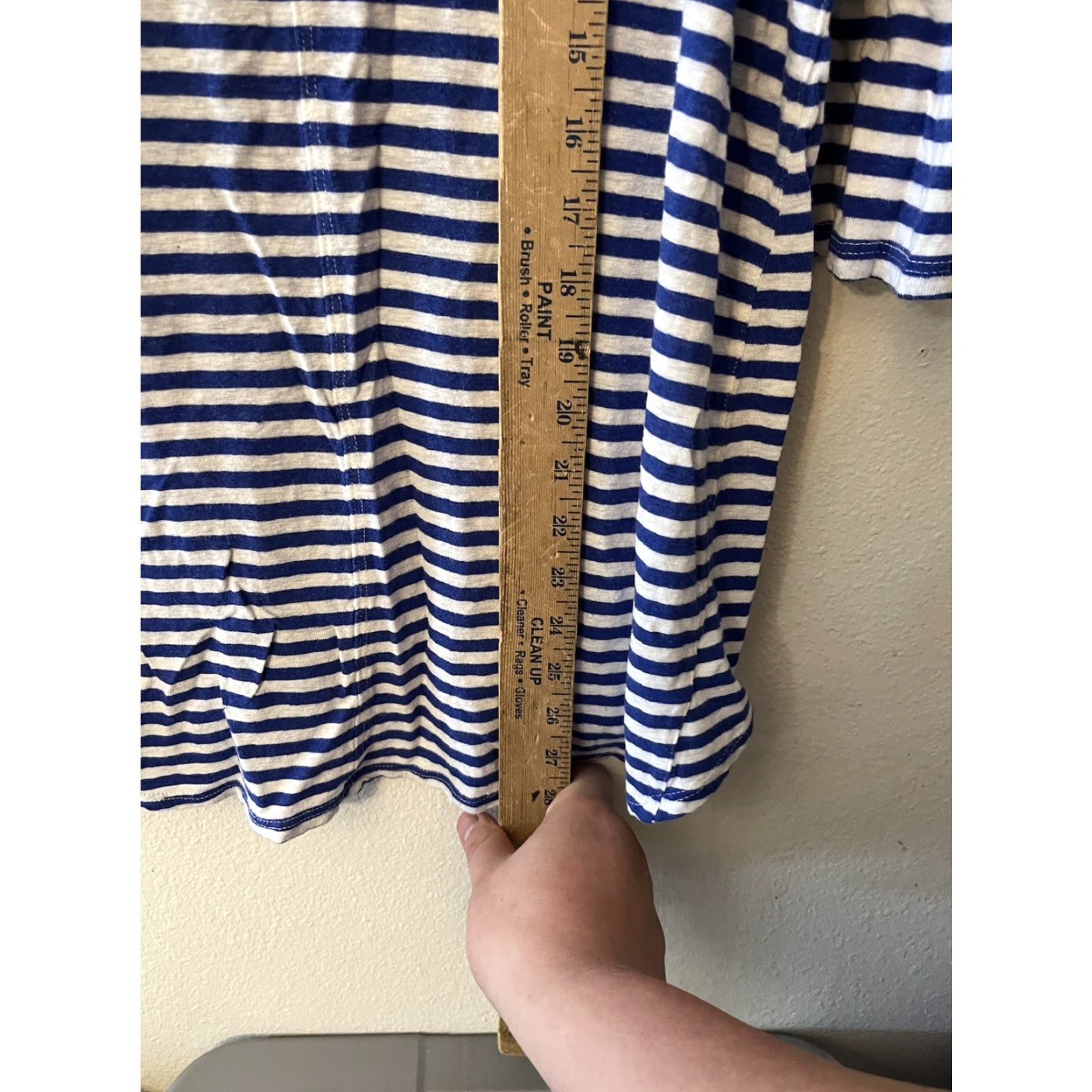 Lucky Brand Lucky Brand Blouse Women's 2XL Striped V-Neck 3/4 Sleeve Blue White Multicolor Knit Cotton Basic Casual Top Size XXL / US 16-18 / IT 52-54 - 5 Thumbnail