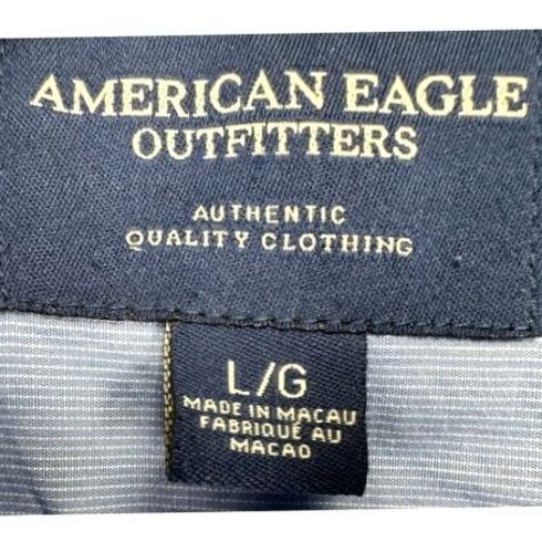 Vintage VINTAGE American Eagle Shirt Mens Large Blue Hairline Stripe Button Up Casual Workwear Short Sleeve Clothing Size US L / EU 52-54 / 3 - 5 Thumbnail