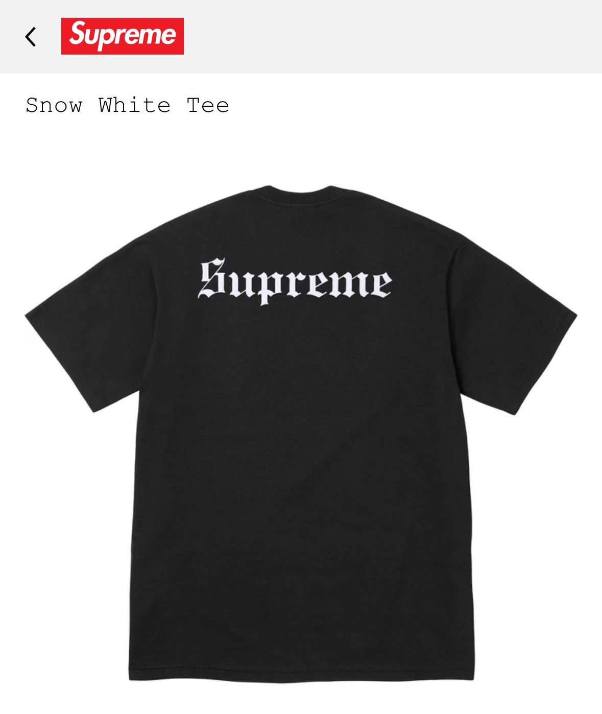 Disney × Supreme SNOW WHITE TEE Size US M / EU 48-50 / 2 - 6 Thumbnail