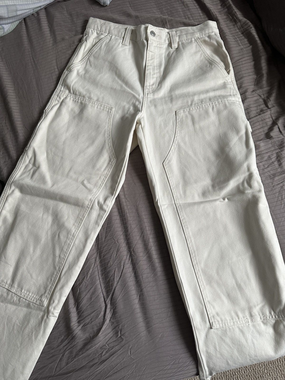 image of Stussy Carpenter Pants in White, Men's (Size 30)