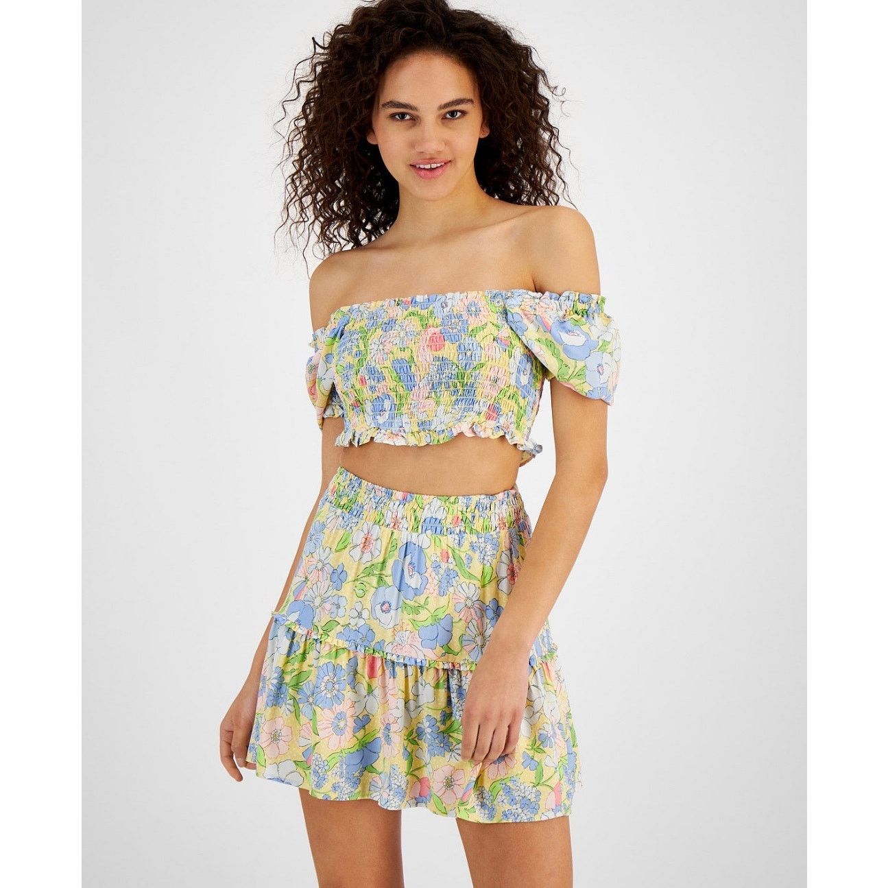Bar III Bar III Floral Coquette Off The Shoulder Crop Top - Size XL Size XL / US 12-14 / IT 48-50 - 1 Thumbnail