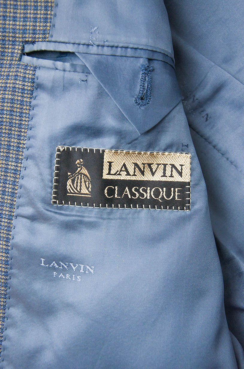 Lanvin LANVIN Classique Pure Wool Blazer Blue Micro-Check 54R Size 54R - 8 Thumbnail