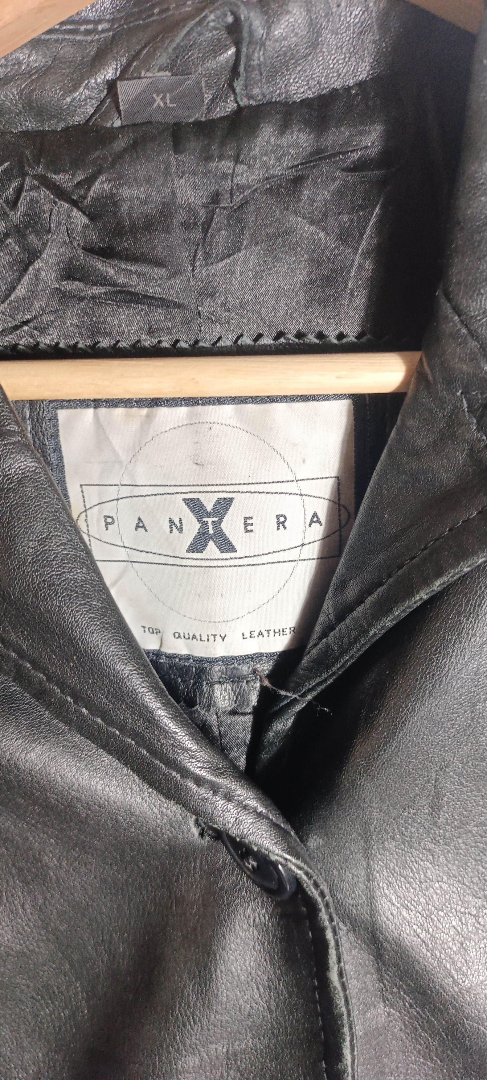 Genuine Leather × If Six Was Nine Vintage💥 Pantera X Black Leather Trench Coat Jacket Size US M / EU 48-50 / 2 - 7 Thumbnail