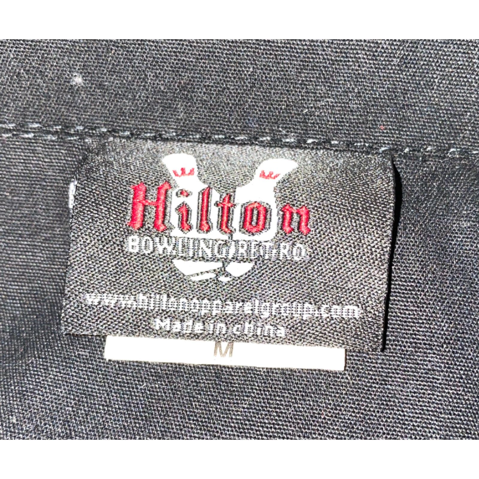 Vintage Hilton Mens Black/Gray Polyester Cotton Bowling Shirt Size M Size US M / EU 48-50 / 2 - 6 Thumbnail