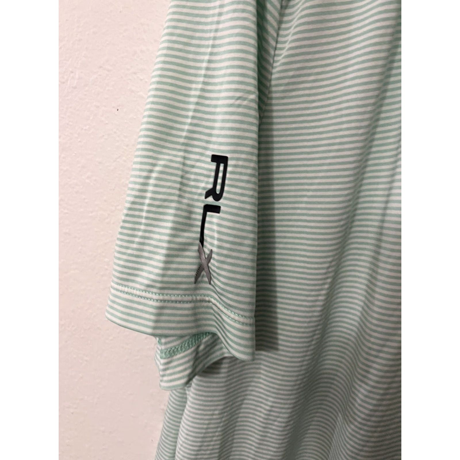 Ralph Lauren VINTAGE Ralph Lauren RLX Polo Golf Shirt Green & White Striped Mens L Polo Shirt Size US L / EU 52-54 / 3 - 2 Thumbnail