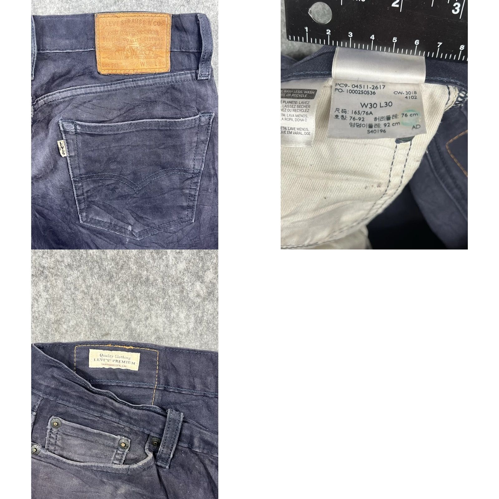 Levi's Levi'S 511 Premium Pants Men Navy Blue Slim Fit Straight Leg Jeans - Mens - Sz 30x30 Size US 30 / EU 46 - 8 Thumbnail