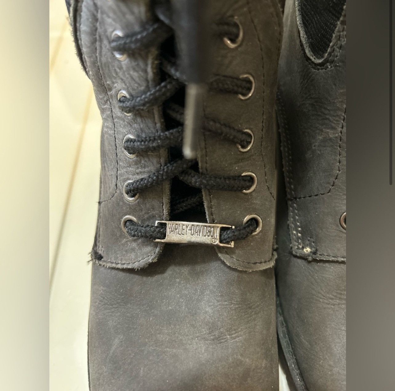 Harley Davidson × Vintage VTG 90s Harley Davidson Black Leather Moto Combat Boots Sz 8 Size US 8 / IT 38 - 3 Thumbnail