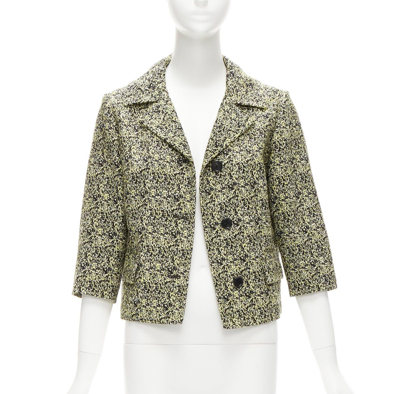 Marni MARNI 2014 yellow speckle jacquard cotton blend cropped jacket IT38 XS Size XS / US 0-2 / IT 36-38 - 1 Thumbnail