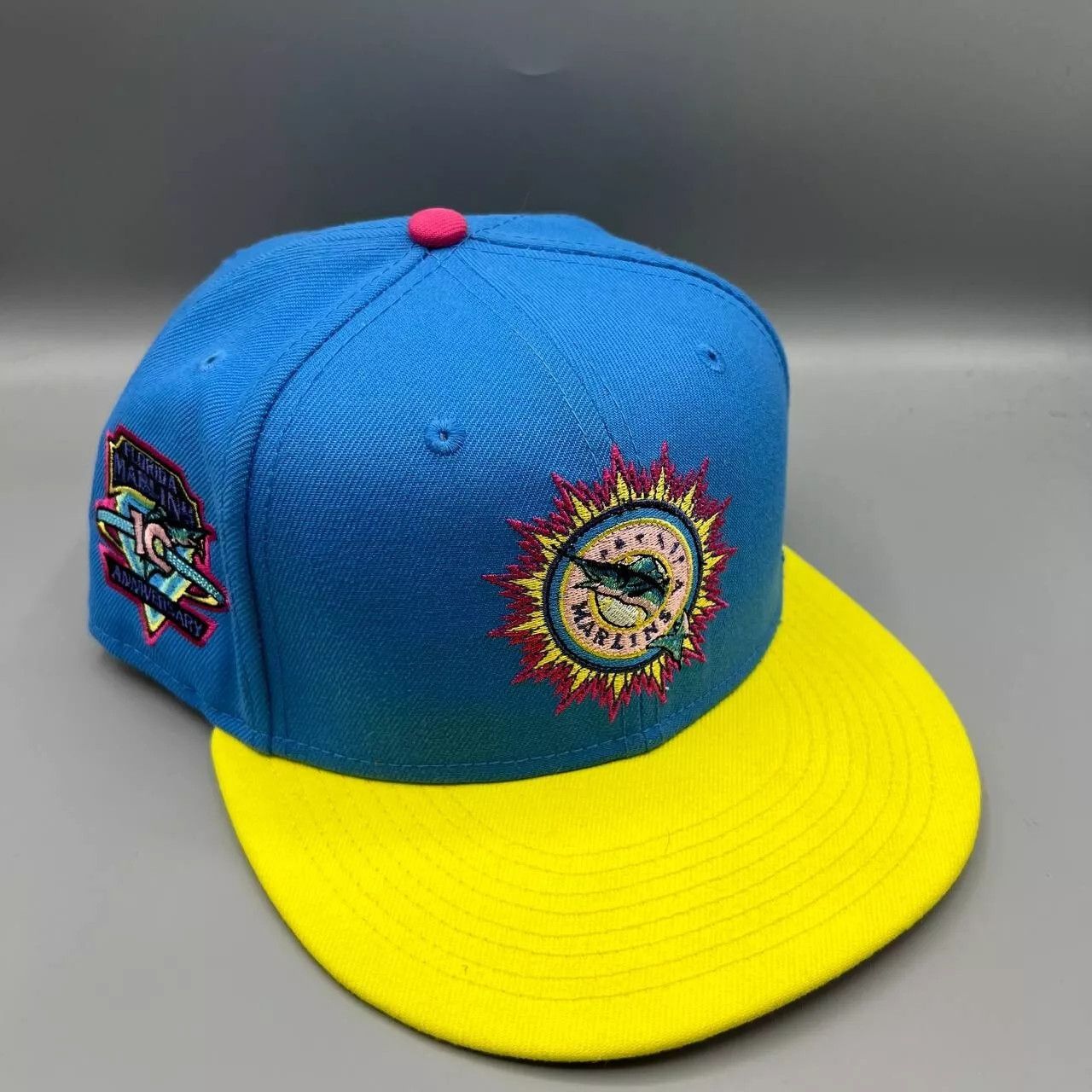 New Era Miami Marlins Hat men 7 1/2 Blue 59Fifty New Era Fitted Cap Size ONE SIZE - 1 Thumbnail