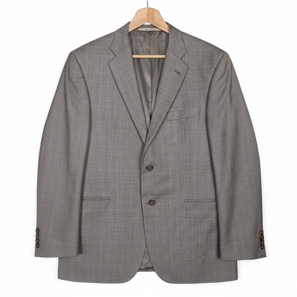 Burberry Burberry London Gray Blazer Plaid Silk Wool Men 42R Luxury Size 42R - 1 Thumbnail