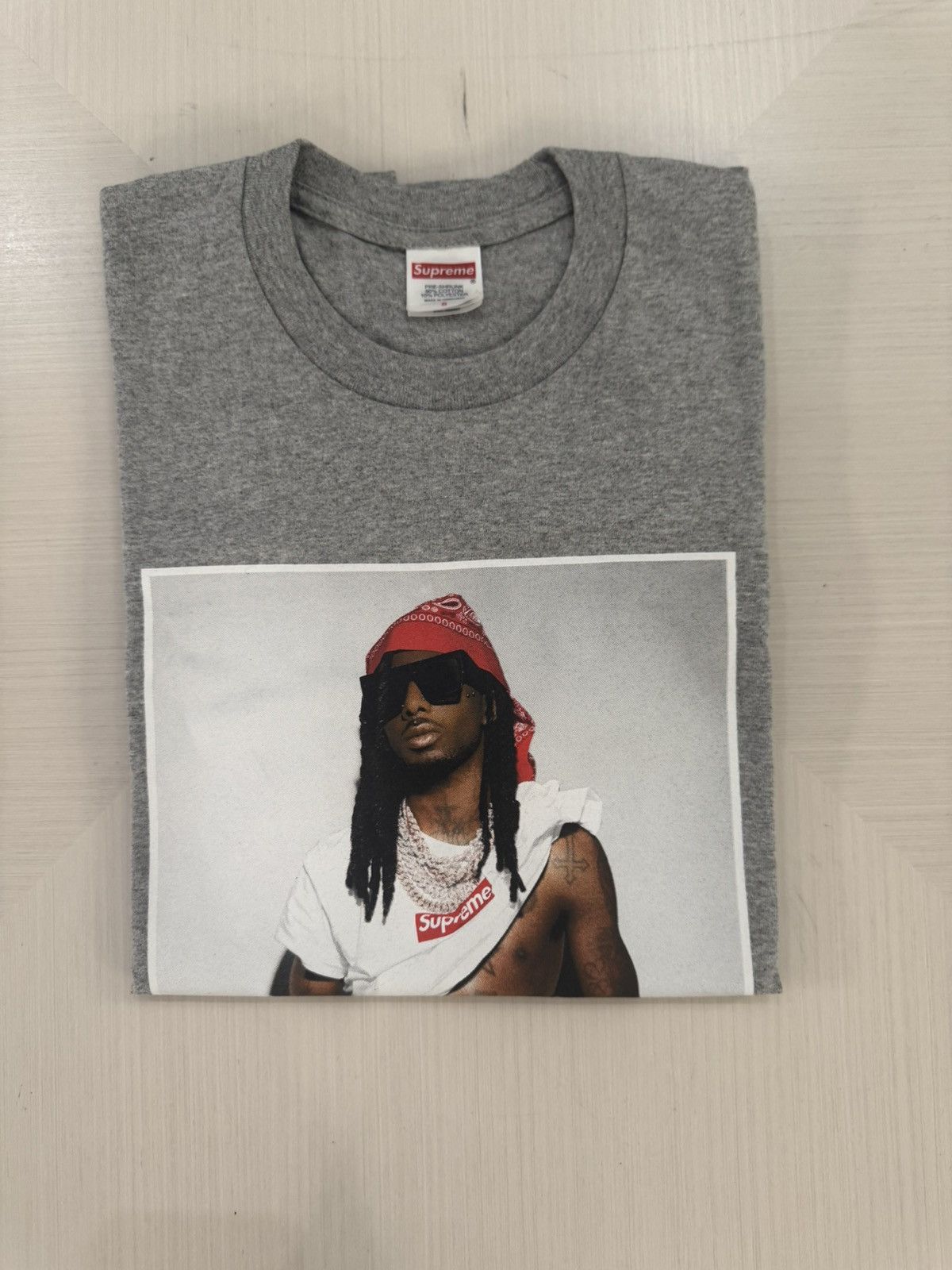 Supreme Playboi Carti Photo Tee Grey Sz S FW25 Used