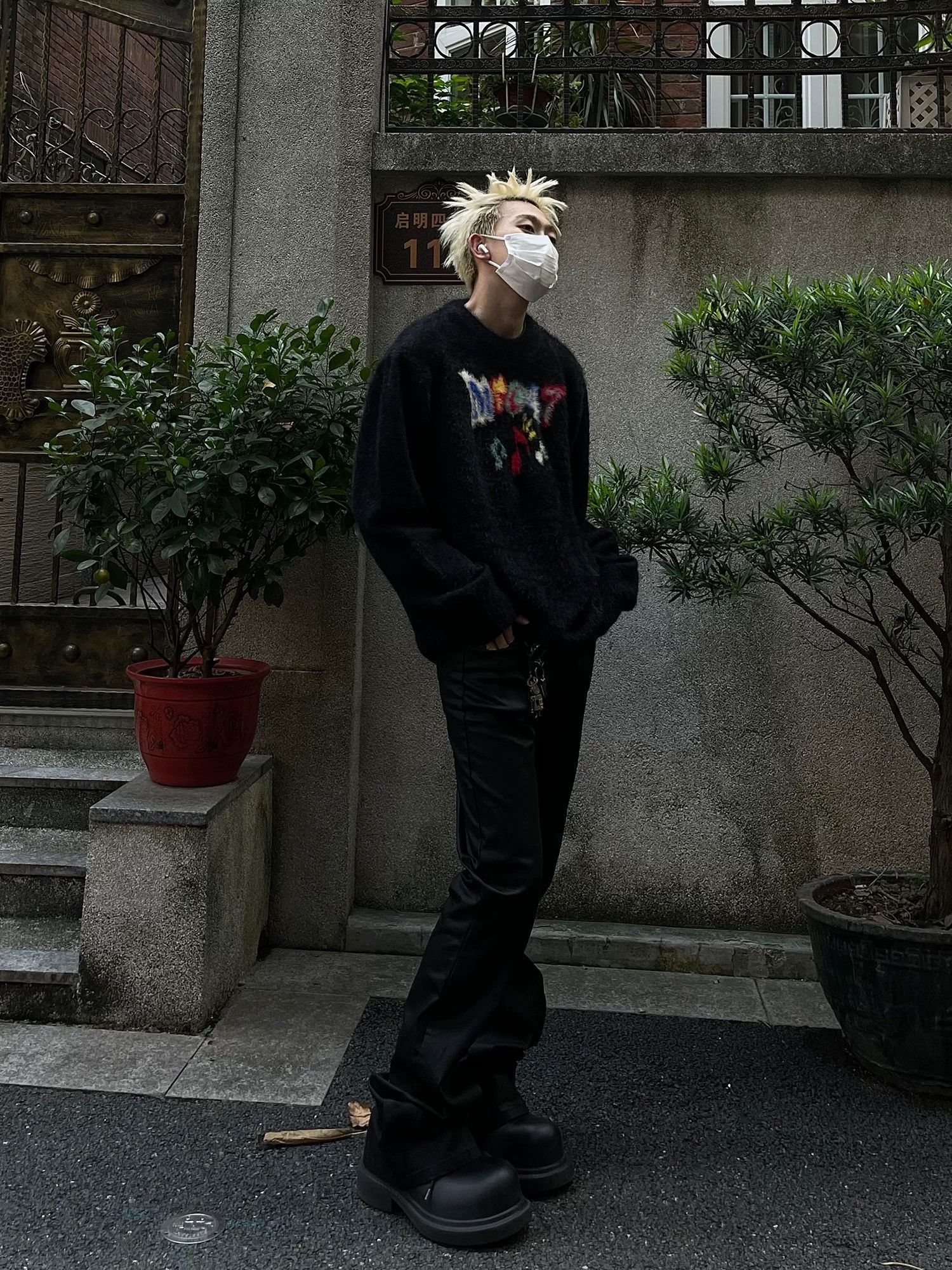 Japanese Brand × Vintage Flaming Black Sweater Size US S / EU 44-46 / 1 - 2 Thumbnail