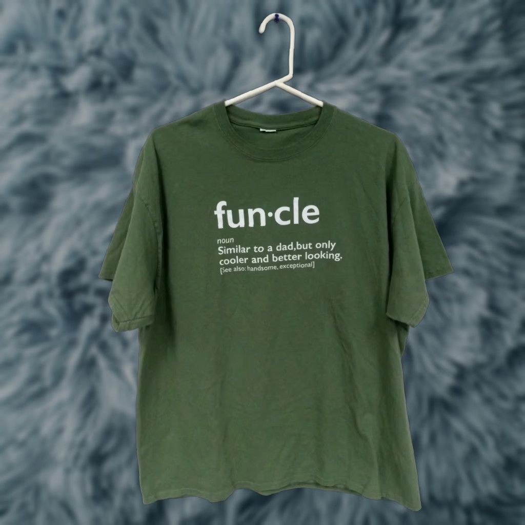 Gildan VINTAGE FUNCLE T SHIRT MEN LARGE GREEN GILDAN COTTON TEARAWAY TAG 40" CHEST Size US L / EU 52-54 / 3 - 1 Thumbnail