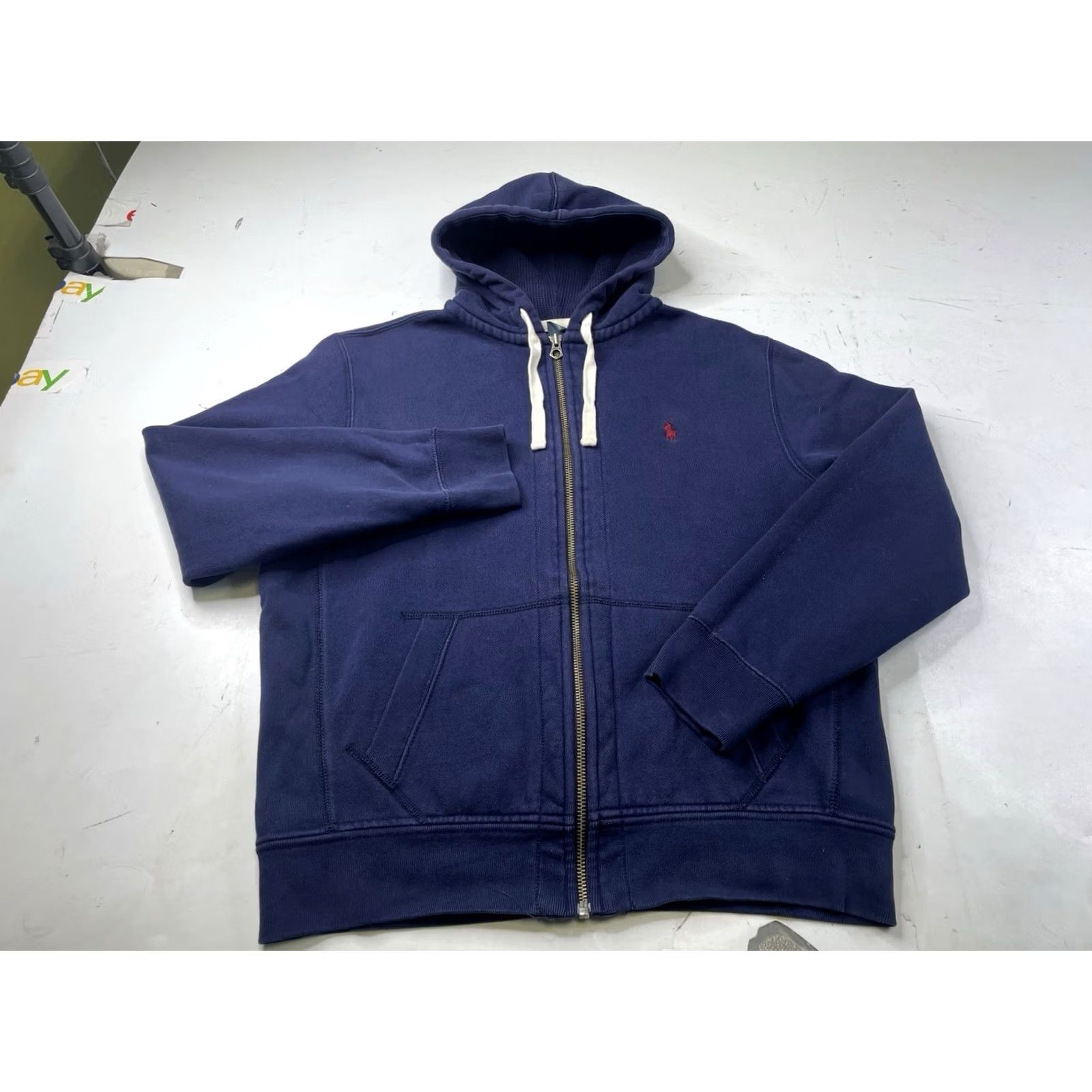 Polo Ralph Lauren Polo Ralph Lauren Hoodie Mens Large Full Zip Hooded Sweatshirt Blue Cotton Blend Fleece Pockets Size US L / EU 52-54 / 3 - 2 Thumbnail