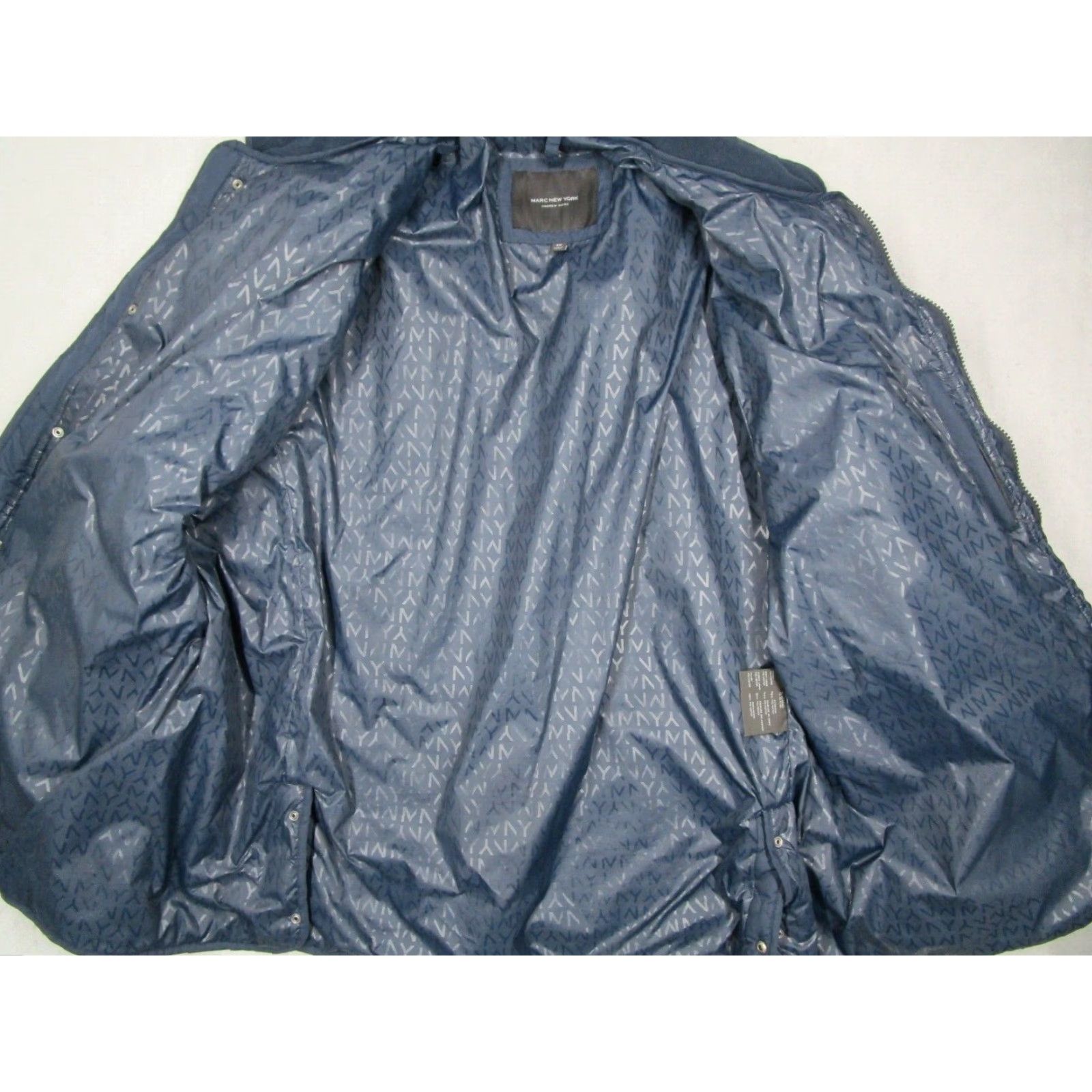Vintage Marc New York Jacket Mens 4X Blue Quilted Full Zip Lined Adult Big & Tall Synthetic Polyester Stand-Up Collar Size US XXL / EU 58 / 5 - 4 Thumbnail