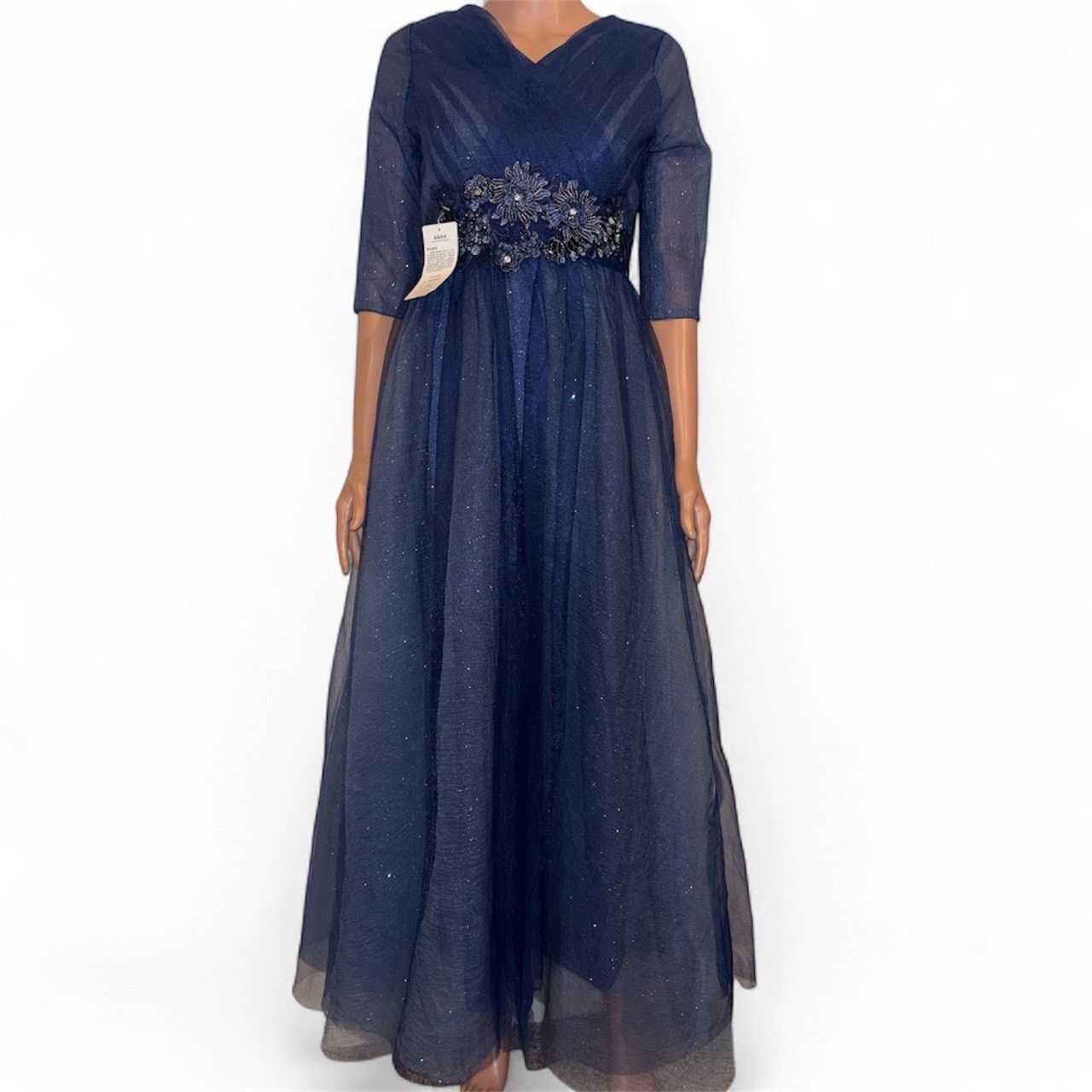 The Unbranded Brand NWT Navy Glitter Blue Formal Gown Size ONE SIZE - 2 Thumbnail