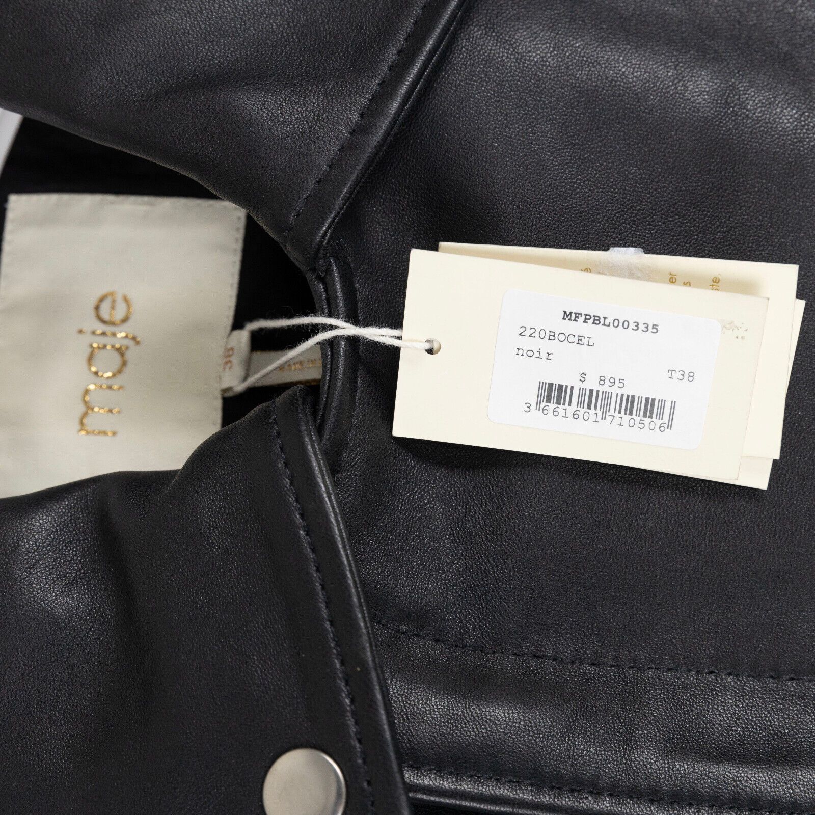 Maje Maje Women Bocel Leather Moto Jacket Black Size 38/6US Size XS / US 0-2 / IT 36-38 - 6 Thumbnail