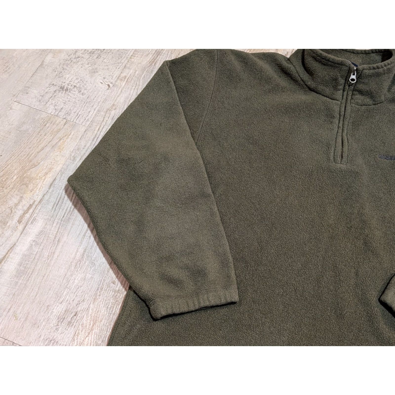 Nautica VINTAGE Nautica Mens Sweater L Olive Green Pullover 1/4 Zip Fleece Made in USA Size US L / EU 52-54 / 3 - 5 Thumbnail