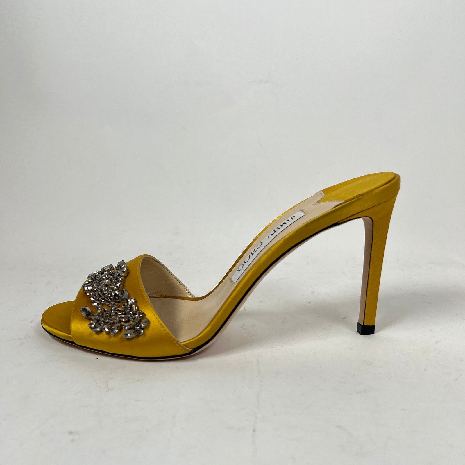 Jimmy Choo Yellow Stacey Crystal Embellished Sandals Size 38