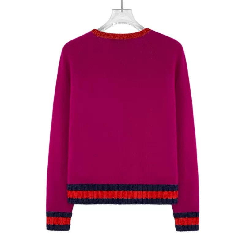 Gucci Gucci Rose-red strawberry diamond-encrusted wool round-nec Size S / US 4 / IT 40 - 2 Thumbnail