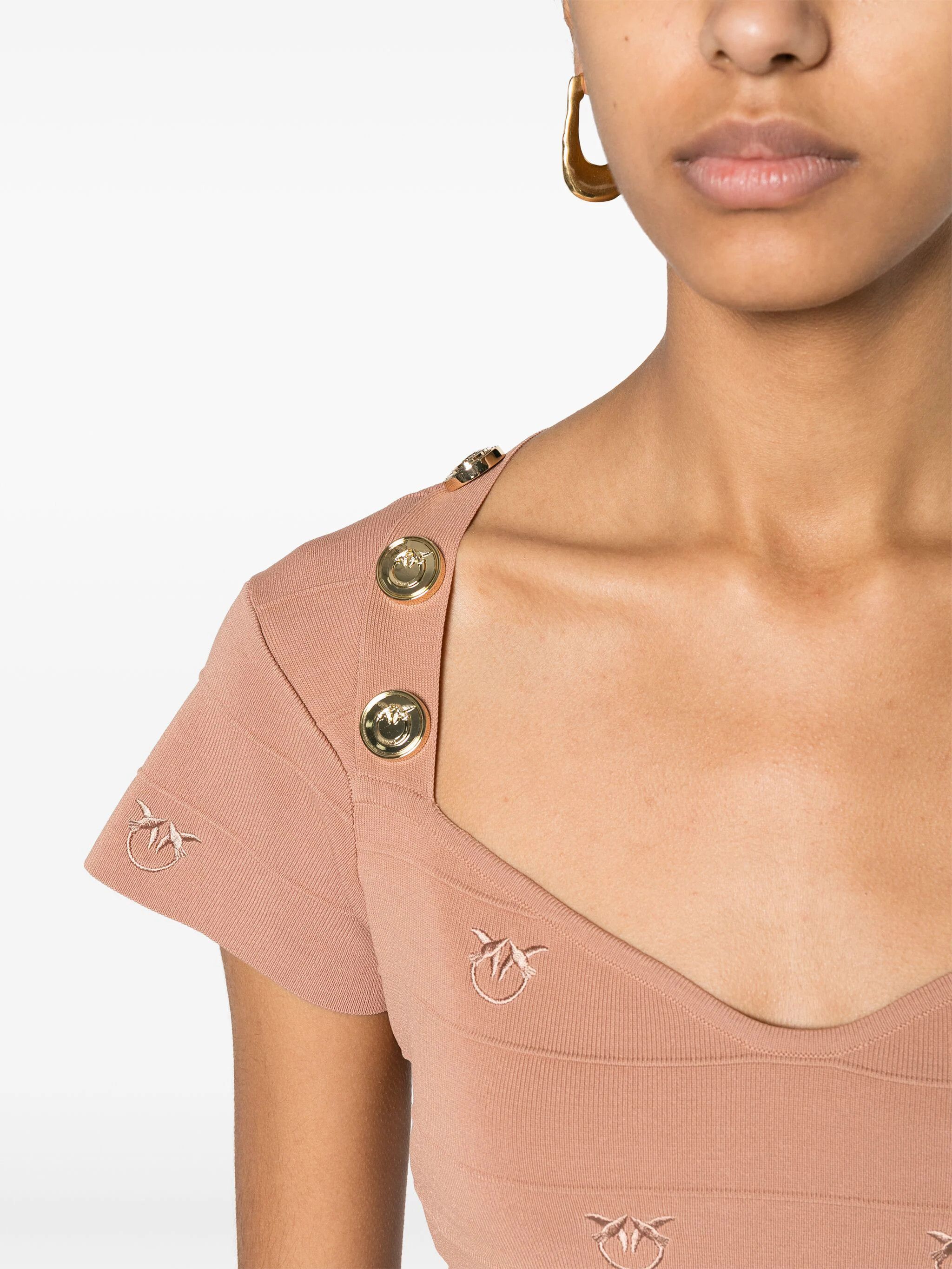 Pinko o1s22i1n0824 Hoodia Knitted Crop Top in Beige Size XS / US 0-2 / IT 36-38 - 5 Thumbnail