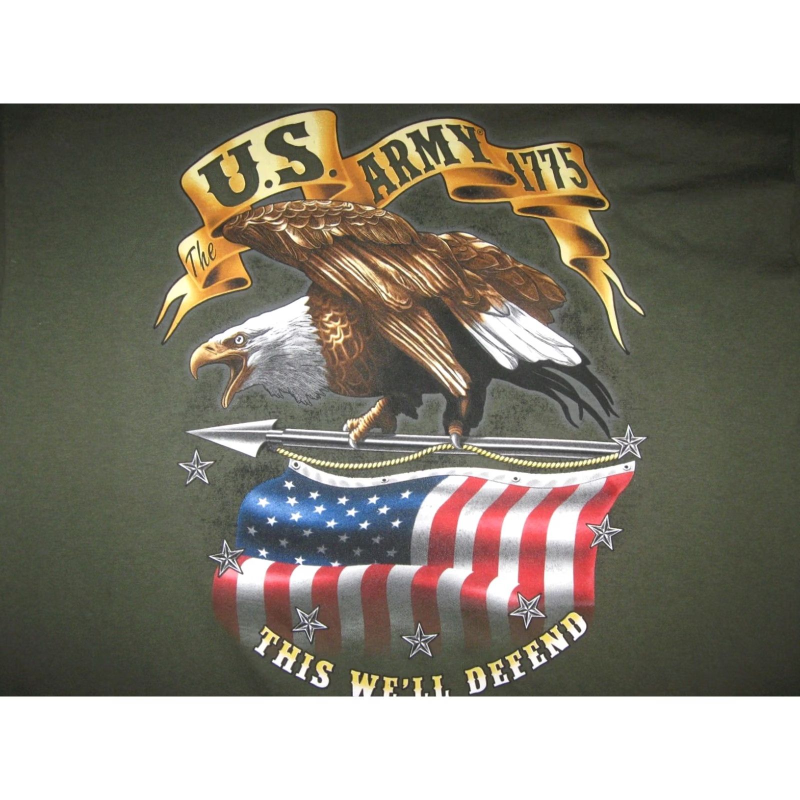 Vintage Bayside US ARMY T Shirt Mens XL Vintage Green Knit Cotton Graphic Print 1990s US Theme Boys Mens Size US XL / EU 56 / 4 - 3 Thumbnail