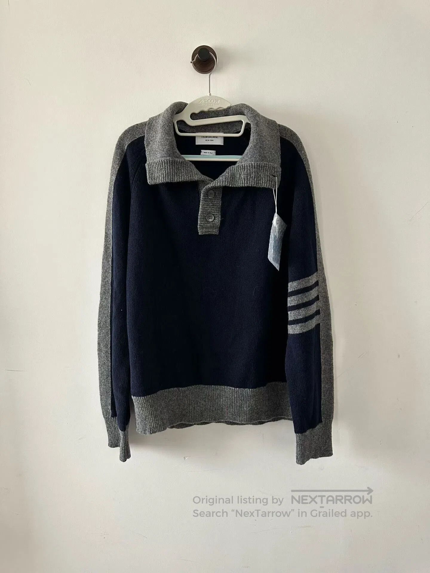 Thom Browne thom browne collared sweater in navy gray. Size US L / EU 52-54 / 3 - 1 Thumbnail