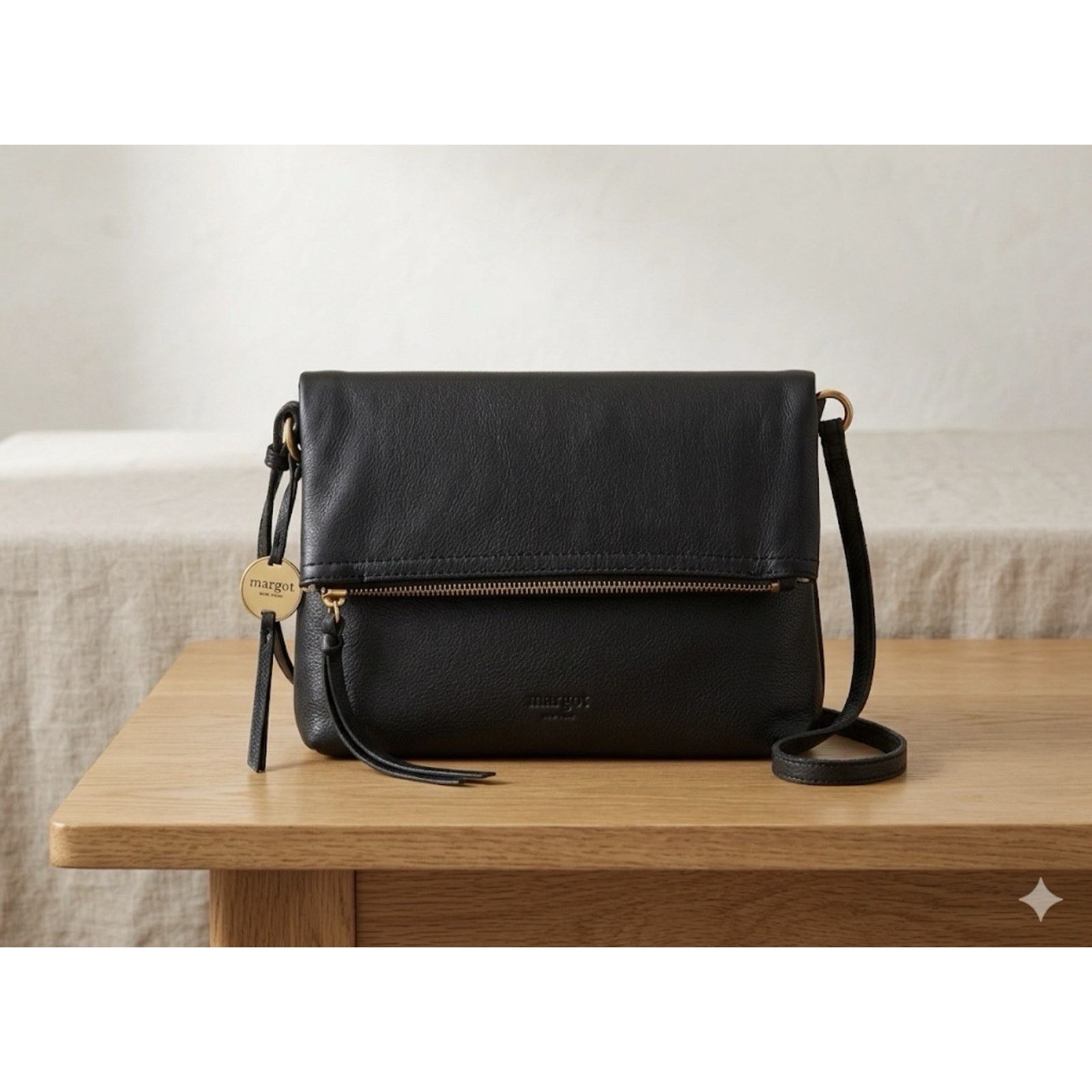 Other Margot New York Handbag Genuine Black Leather Crossbody, GUC Size ONE SIZE - 2 Thumbnail