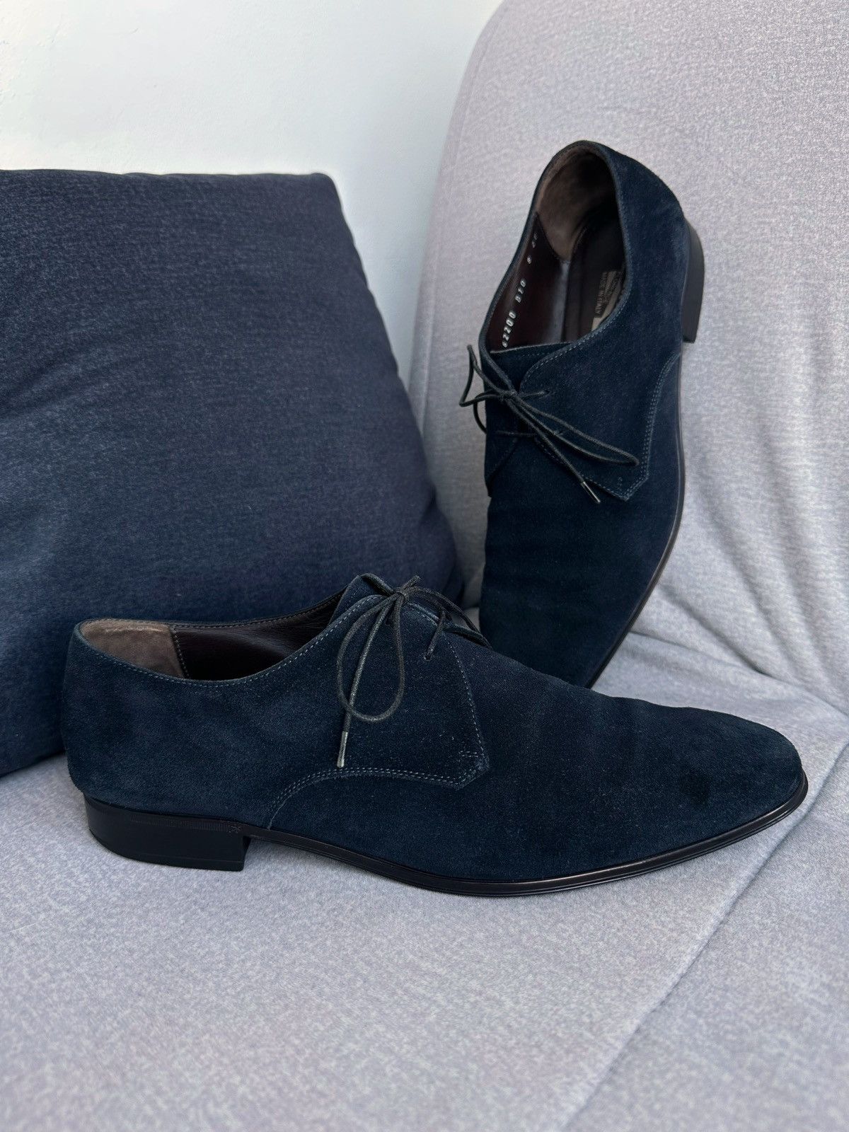 Salvatore Ferragamo Salvatore Ferragamo Dark Blue Suede Shoes Size US 8 / EU 41 - 2 Thumbnail