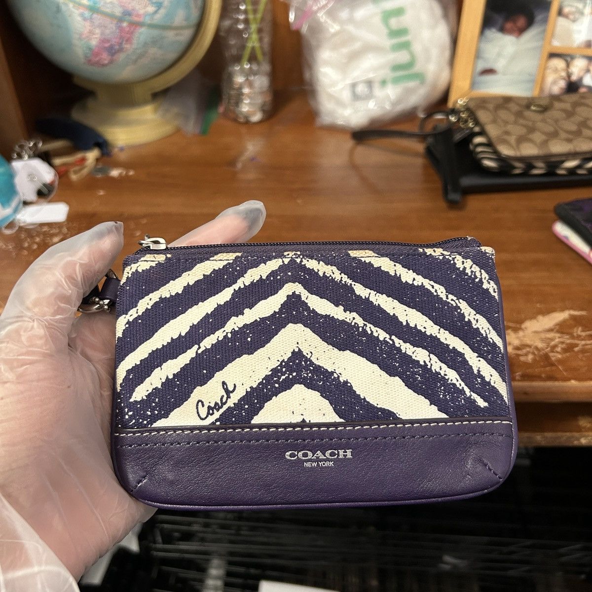 Coach Coach Purple And Cream Artsy Abstract Wristlet - “Samia” Size ONE SIZE - 2 Thumbnail