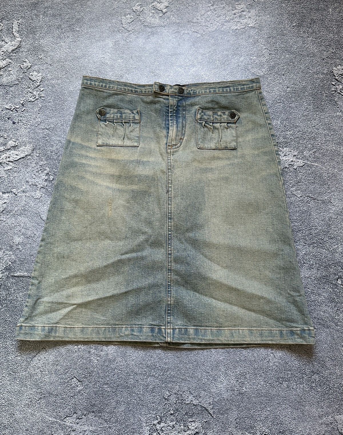 Dolce & Gabbana Vtg 90s Dolce & Gabbana Y2K Wash Denim Pocket Skirt 40 Italy Size 26" / US 2 / IT 38 - 1 Thumbnail