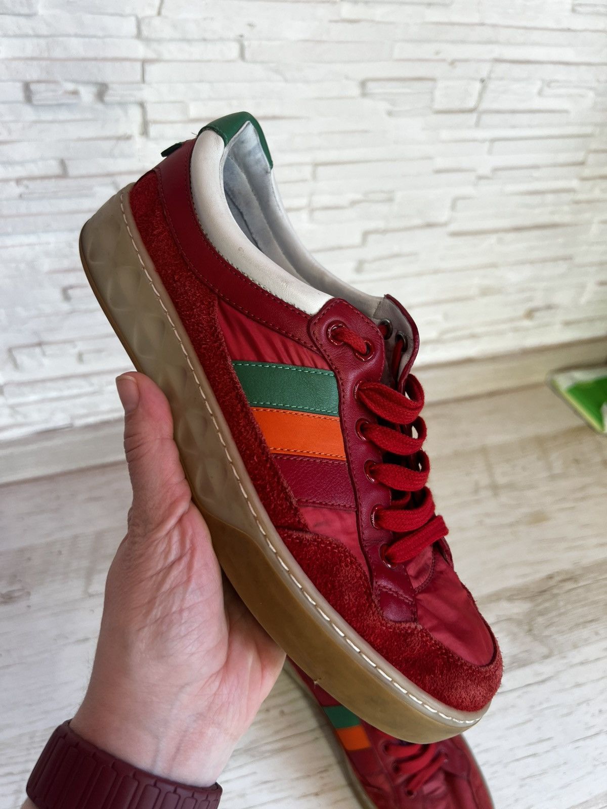 Gucci Gucci Red Suede Nylon Sneakers 494761 Size 38.5 / US 8.5 Size US 8.5 / IT 38.5 - 12 Thumbnail
