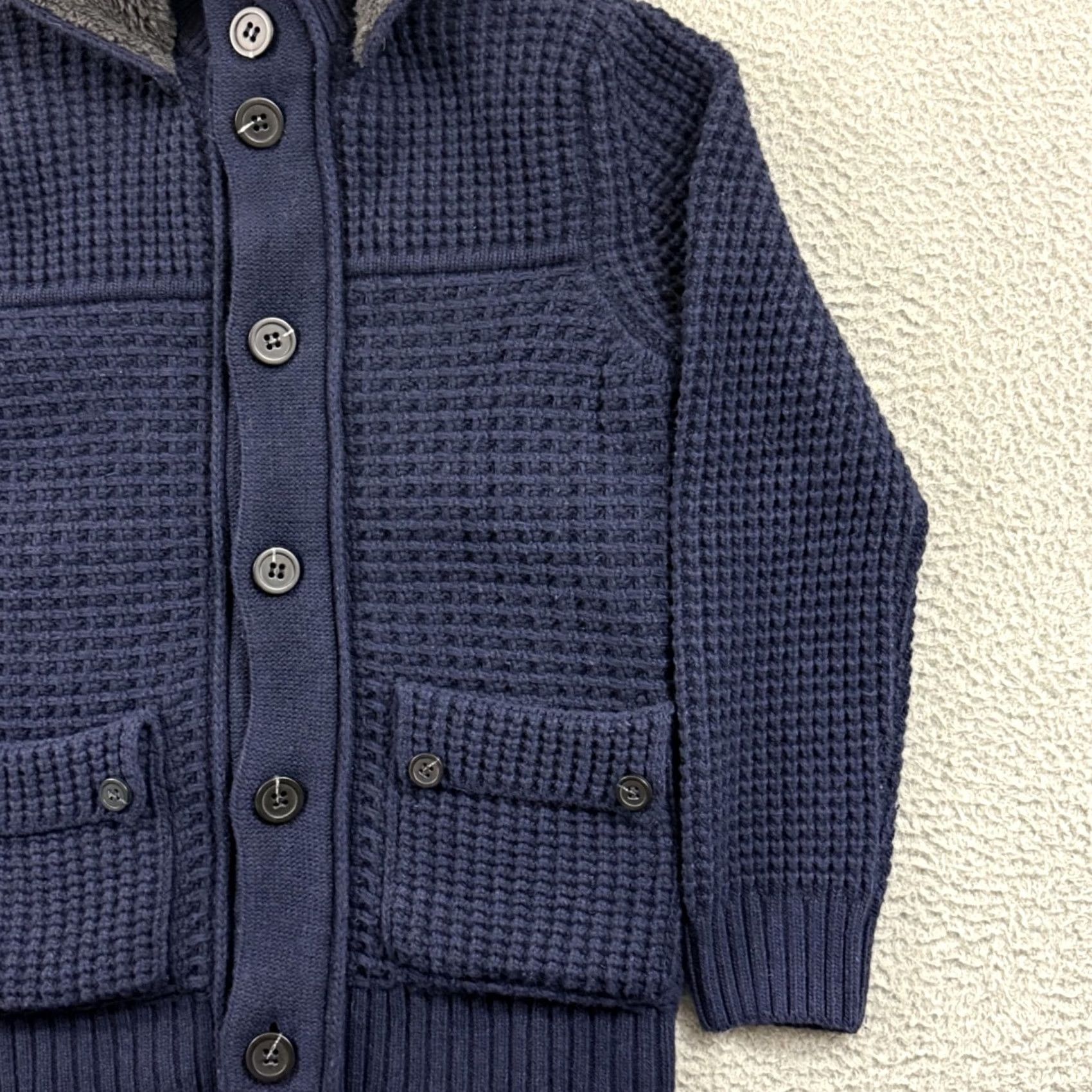 Vintage Emozioni Uomo Sweater Mens Small Blue Hooded Cardigan Wool Blend Italy Size US S / EU 44-46 / 1 - 5 Thumbnail