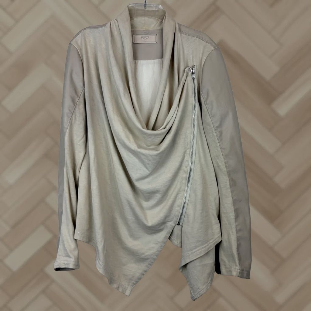 Vintage BLANKNYC Jacket Womens L Ivory Moto Leather Faux Front Zipper Short Drapey Casual Size L / US 10 / IT 46 - 1 Thumbnail