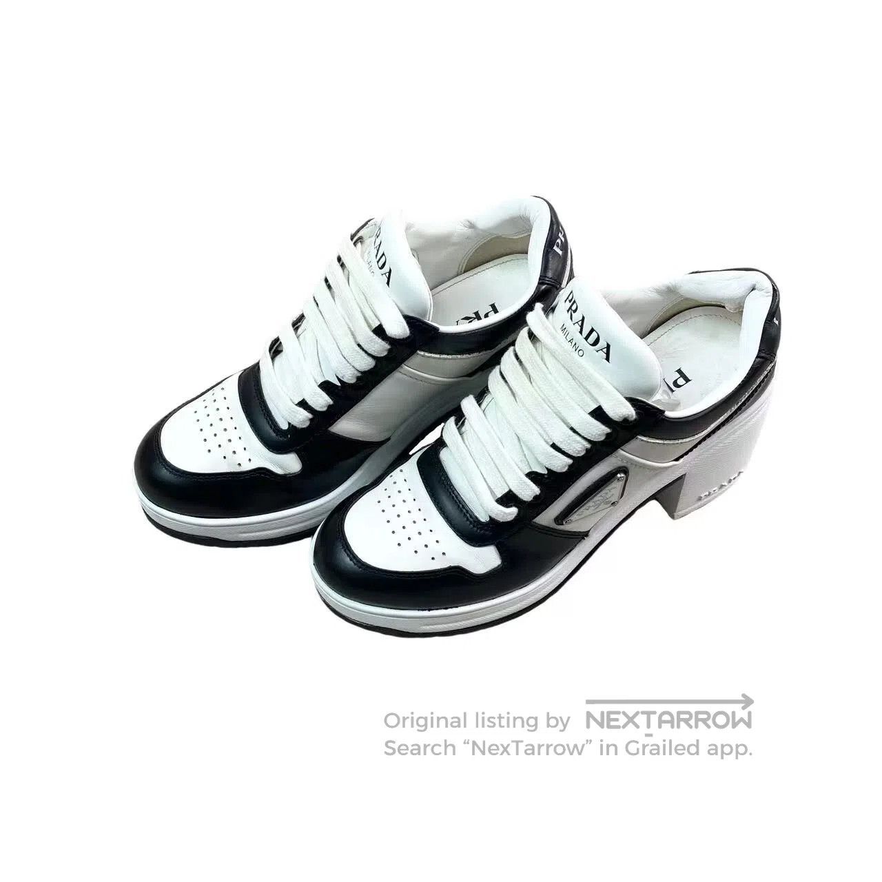 Prada Prada Black and white triangle heightened sports heels| Size US 6 / IT 36 - 1 Thumbnail