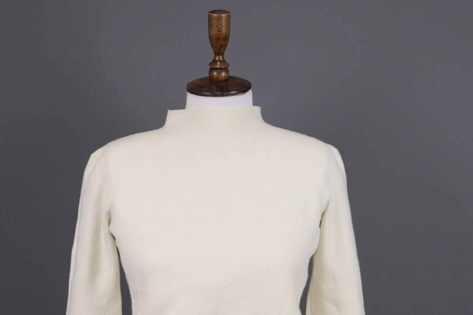 Designer Adam Lippes Beige High Neck Merino Knitted Sweater Size L Size L / US 10 / IT 46 - 3 Thumbnail