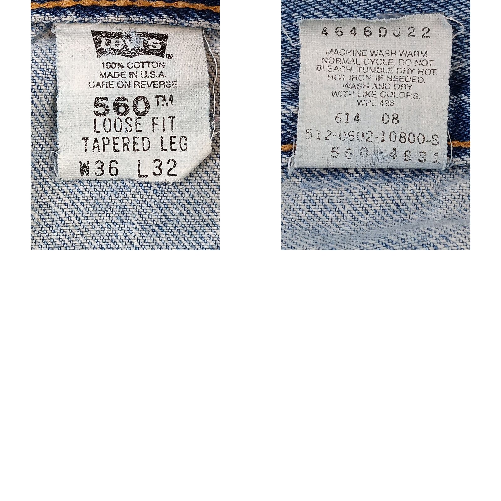Levi's VINTAGE Levi's 560 Jeans 36X32 Blue Denim Relaxed Tapered Men's 5-Pocket USA Mens 90s American Distressed Size US 36 / EU 52 - 8 Thumbnail