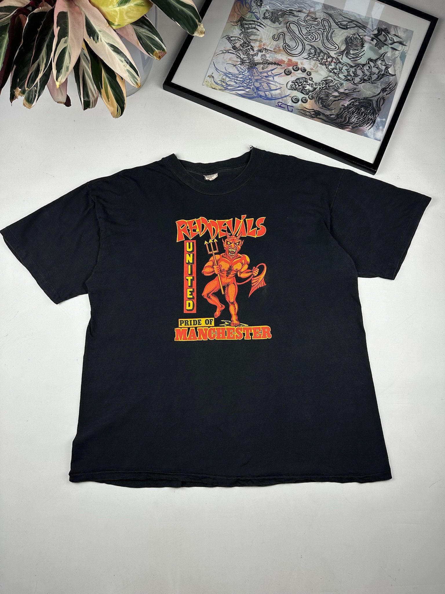 Vintage 90s MANCHESTER UNITED RED DEVILS VINTAGE T-SHIRT Size US XL / EU 56 / 4 - 1 Thumbnail