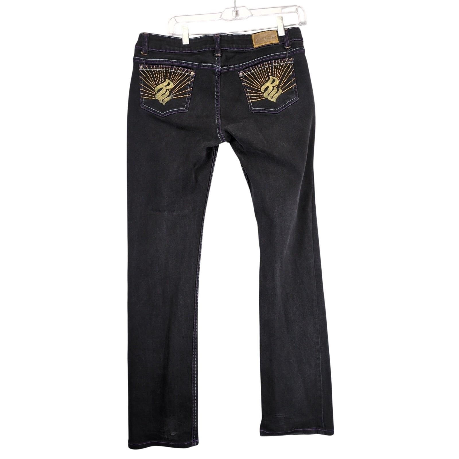 Rocawear Rocawear Simone Straight Leg Black Denim Jeans, Juniors 13 Size 34" / US 12 / IT 48 - 2 Thumbnail