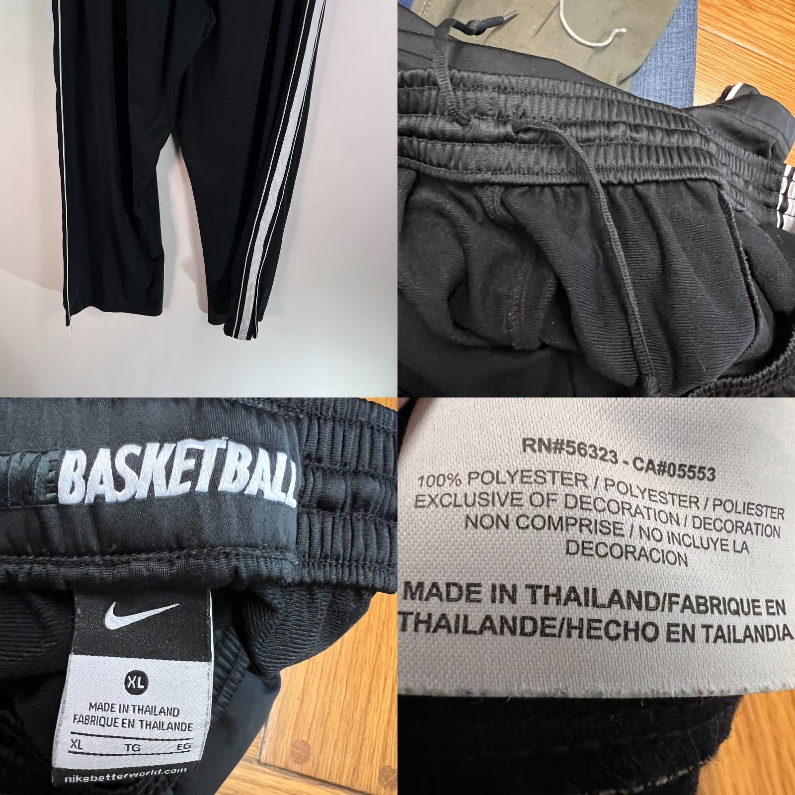Nike Nike Basketball Striped Warmup Pants Mens XL Black 34x32 Pockets Athletic Casual Nike Training Size US 36 / EU 52 - 8 Thumbnail
