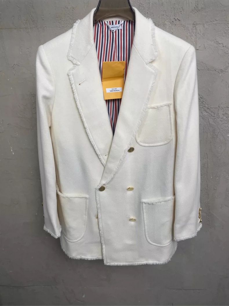 Thom Browne Thom Browne A beige gold knuckelwool suit jacket Size 40S - 3 Thumbnail