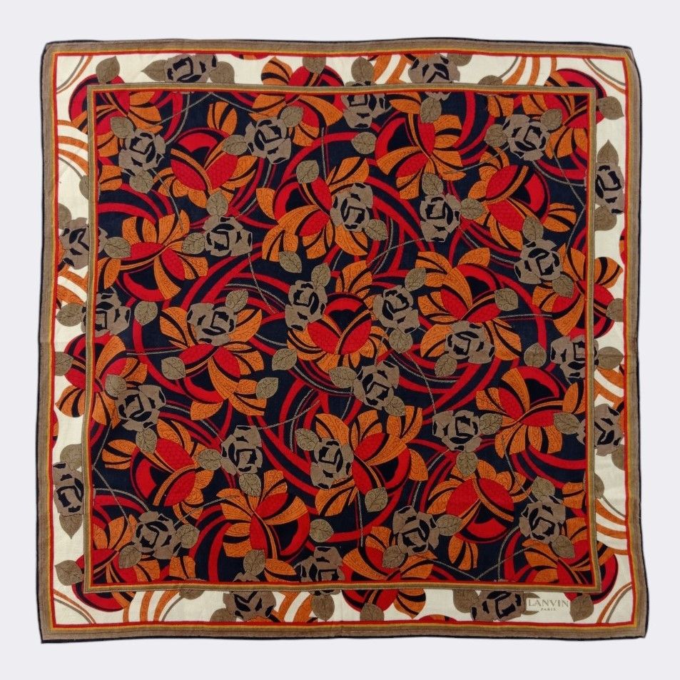 Lanvin Vintage Lanvin Paris Art Deco Rose Floral Handkerchief Size ONE SIZE - 1 Thumbnail