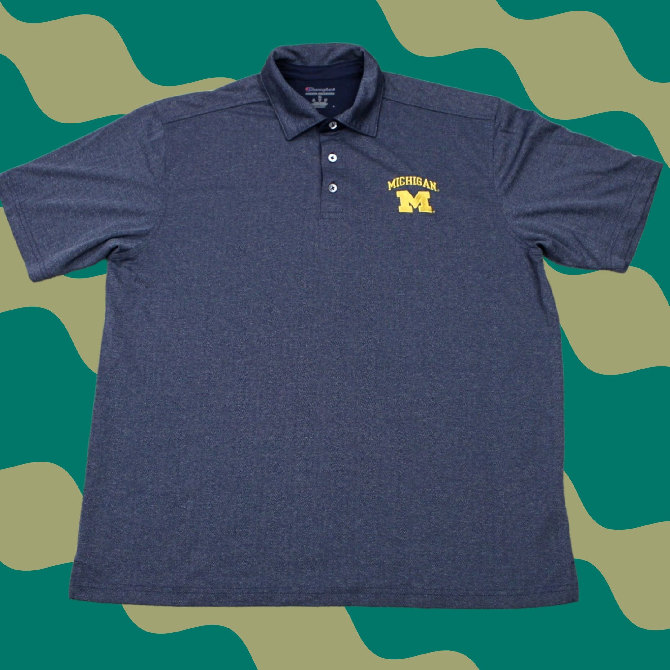 Champion Champion Michigan Wolverines Polo Shirt Mens XL Blue 100% Polyester S/S Pullover Polo Size US XL / EU 56 / 4 - 1 Thumbnail