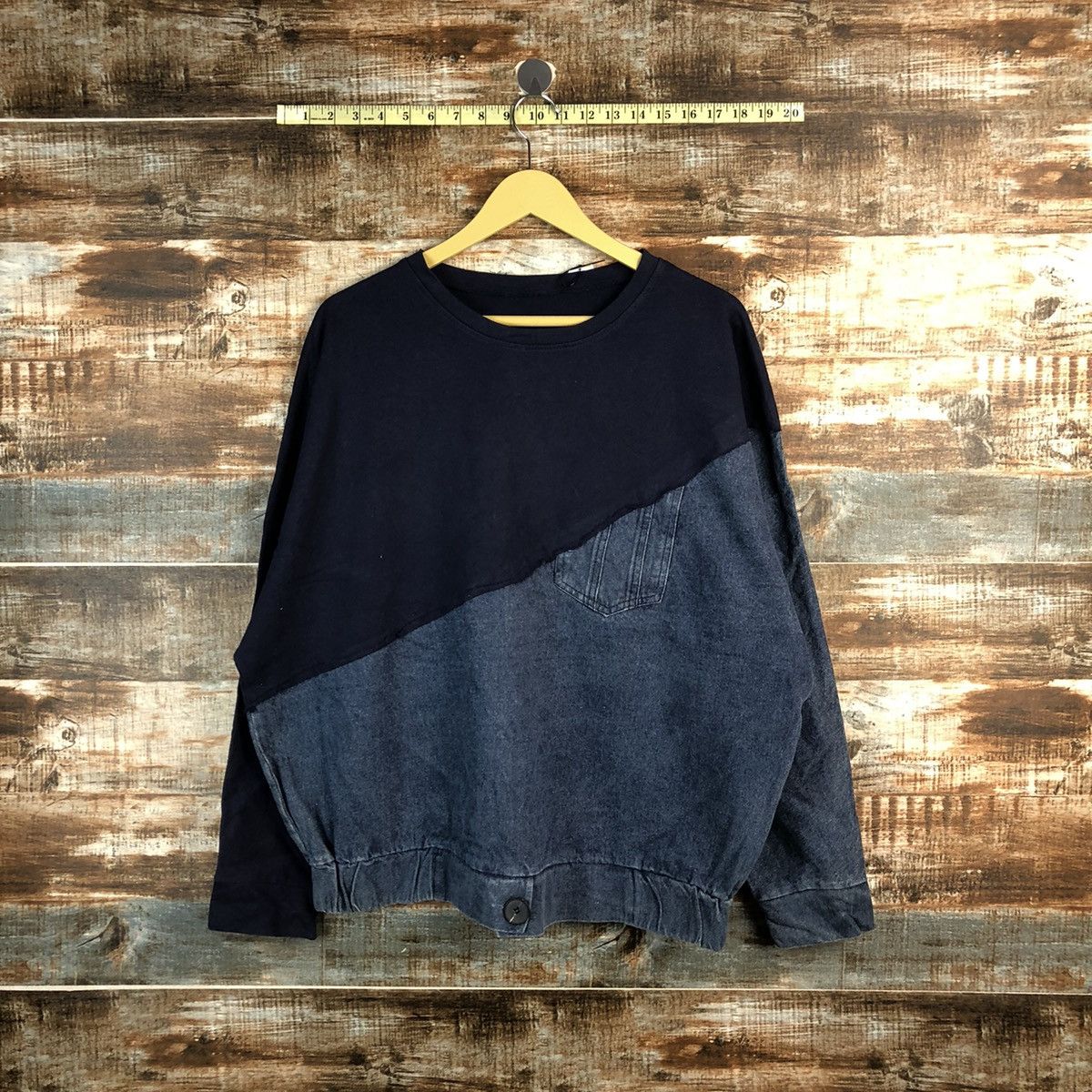 Japanese Brand Japanese Brand vintage Blue half Denim Sweatshirt #A2304 Size US L / EU 52-54 / 3 - 1 Thumbnail